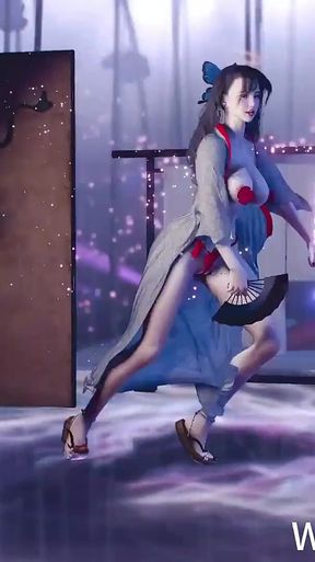 3D Sexy Japanese Stripper Naked Her Big Boobs