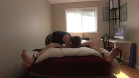 OLDER WOMAN binds and teases her boyfriend's feet and cock