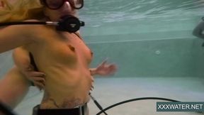Sexy girls indulge with him in the pool