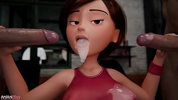 Naughty MILF Helen Parr gets a deepthroat blowjob and a creampie