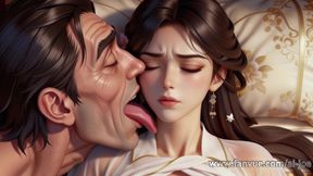 A Chinese girl in ancient costume, Best blowjob, 3p, and nipple stimulation, leaving you unable to resist. AI-Generated