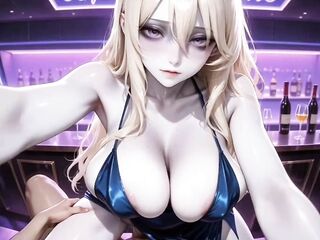 Loneliness pale woman get drilled by fortunate bartender