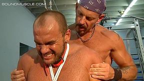 BoundMuscleJocks: Colin Steele Torments Jessie Balboa With Crop Electro And Ball Crusher