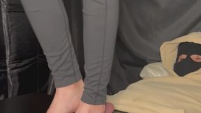 Bare foot trample cumshot