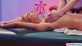 Trannies give chesty lady happy end massage