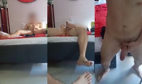 Twink gets creampied by big dick while straight guys watch