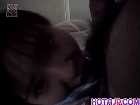 Shiori Kamiya sucks cock at toilet