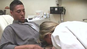 Sexy dentist Erica Fontes gives hot blowjob to her patient