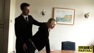 Throatfucked UK sub spanked until red raw