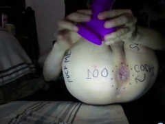 Huge Purple Dildo Stretches Me Out