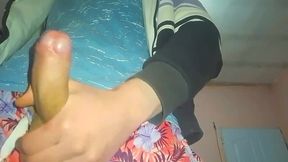 Gay muscle boy moaning while masturbating alone