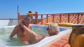 Amateur Blonde Mature Wife Enjoys Naked Pleasure in Whirlpool