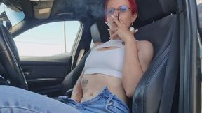 Nicotine Craving Driver Babe – Smoking, Music & Naughty Pussy Play POV