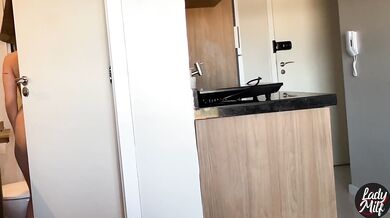 Neighbor's hot bareback fuck with her small tits grinding on my big dick