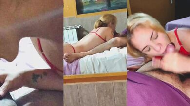Amateur college blonde sucks 40yo cock in dirty hotel doggy style