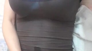 Man masturbates and ejaculates on clothes