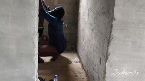 Fucking Ebony Big Wasit Bussy Inside the Toilet of an Uncompleted Building After a Blowjob