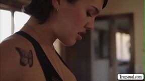 Sexy Tbabe fucks bestfriend while stuck