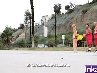 Anaí Likes Colombiana mega tetona is drilled in the booty whilst playing basketball by 2 darksome-skinned men.