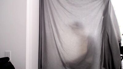 BJ & anal play behind a curtain. You can only see the shadow