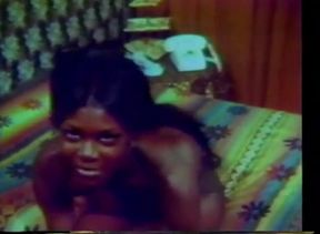Vintage hairy pussy black girl masturbation on the bed