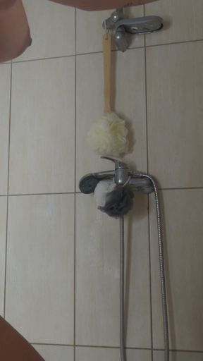 My Indian wife masturbates to orgasm while showering, showing her big ass   Clip 1