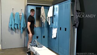 Sexy white twink with a lovely massive butt penis - locker fuck