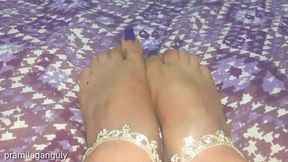 Purple Long Toenails & Sexy Beautiful Feet Show With JOI