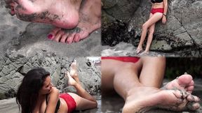 Angela big feet in the beach! - MOV