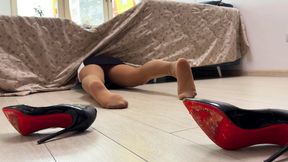 Swallowed By Blanket Monster, Lia Eaten By The Blanket Monster, Girl Eaten in Louboutin, Shoeplay, Girl under the bed, Losing shoes, Foot Play