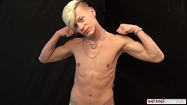 BadBoysBootCamp - Lucifer Angel's Solo Stage: Shorts Off, Big Pink Cock Stroked to Spurting Cum Finish