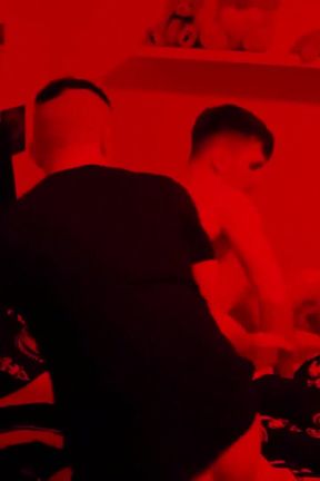 Red Light Gay Bareback - Twink Sucks and Gets Raw Fucked with Facial