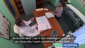 Horny saleswoman strikes a deal with the Dr