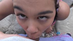 ”GFE session on a date with amateur spinner Brianna Arson blowjob in the open”