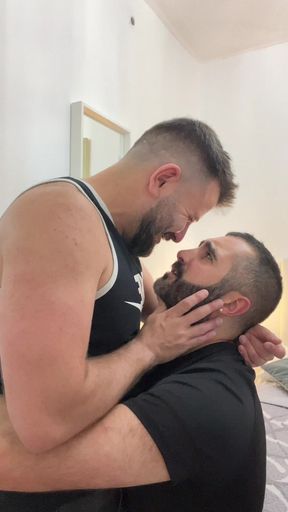 Italian and Spanish Bears Kissing