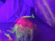 Hot tinder slut glow in the dark body paint blacklight cock suck