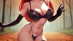 Latex Sexy Lingerie and Big Boobs Hard Nipples! Dance