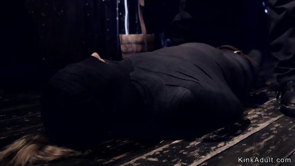 Blonde in device bondage dp fucked