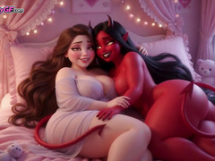 Red Desire DeVL in a Pink Bedroom Passionate Teasing (AI generated)