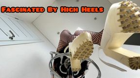 Humiliate your face with White High Heels dirty soles of Shoes - Crossing and Dangling long legs in Nylon Fishnet tights 1080