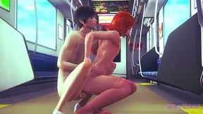 Black Widow Takes Wild Ride with Redhead on Moving Train – creampie Climax