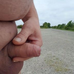 Public naked, piss cum on road and anal insertion