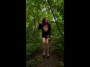 PeeStella Gets Desperate in the Park and Barely Makes It to the Woods to Power Piss on a Tree