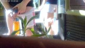 redhead boy tries to pee in a bottle hiding from his friend. caught, it ends up in watersports and a gay blowjob