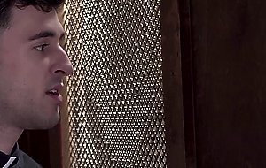 Priest instructs twink to stick his cock through a hole