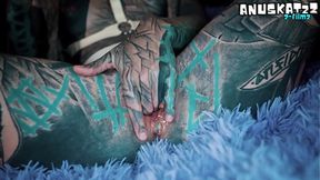 Skinny Inked Teen Masturbates Solo with Anal Toys and Gaping