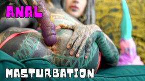 Tattooed Babe Goes Deep Solo with Anal Toys in Lingerie