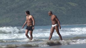 Beach boys have fun under the sun