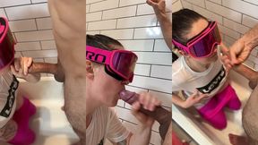 dickflash bathroom adventure : part 2 cum on face
