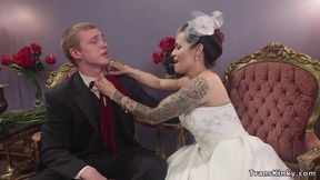 Full-Bosomed bride shemale butt fucking fucks her lover